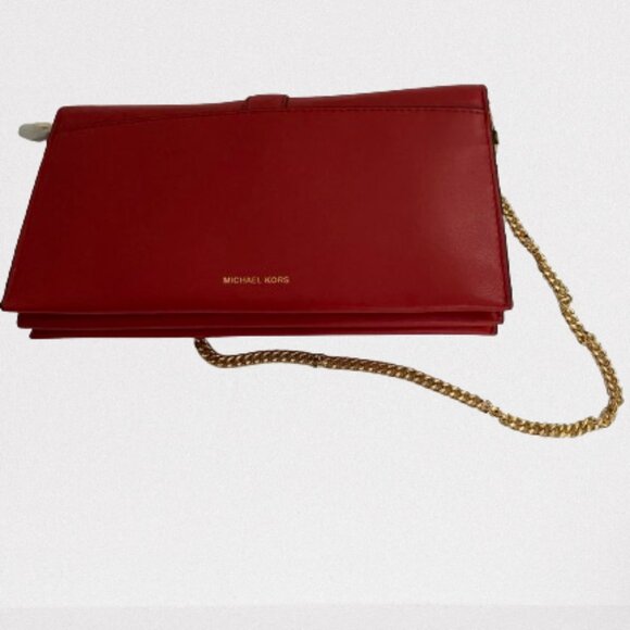MICHAEL KORS Leather Clutch Crossbody - Bright Red - Picture 3 of 3